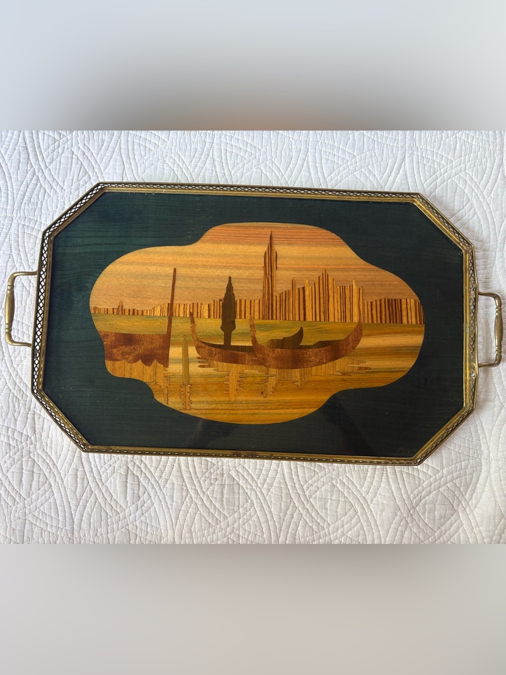 Handcrafted Marquetry Italian Tray Vintage